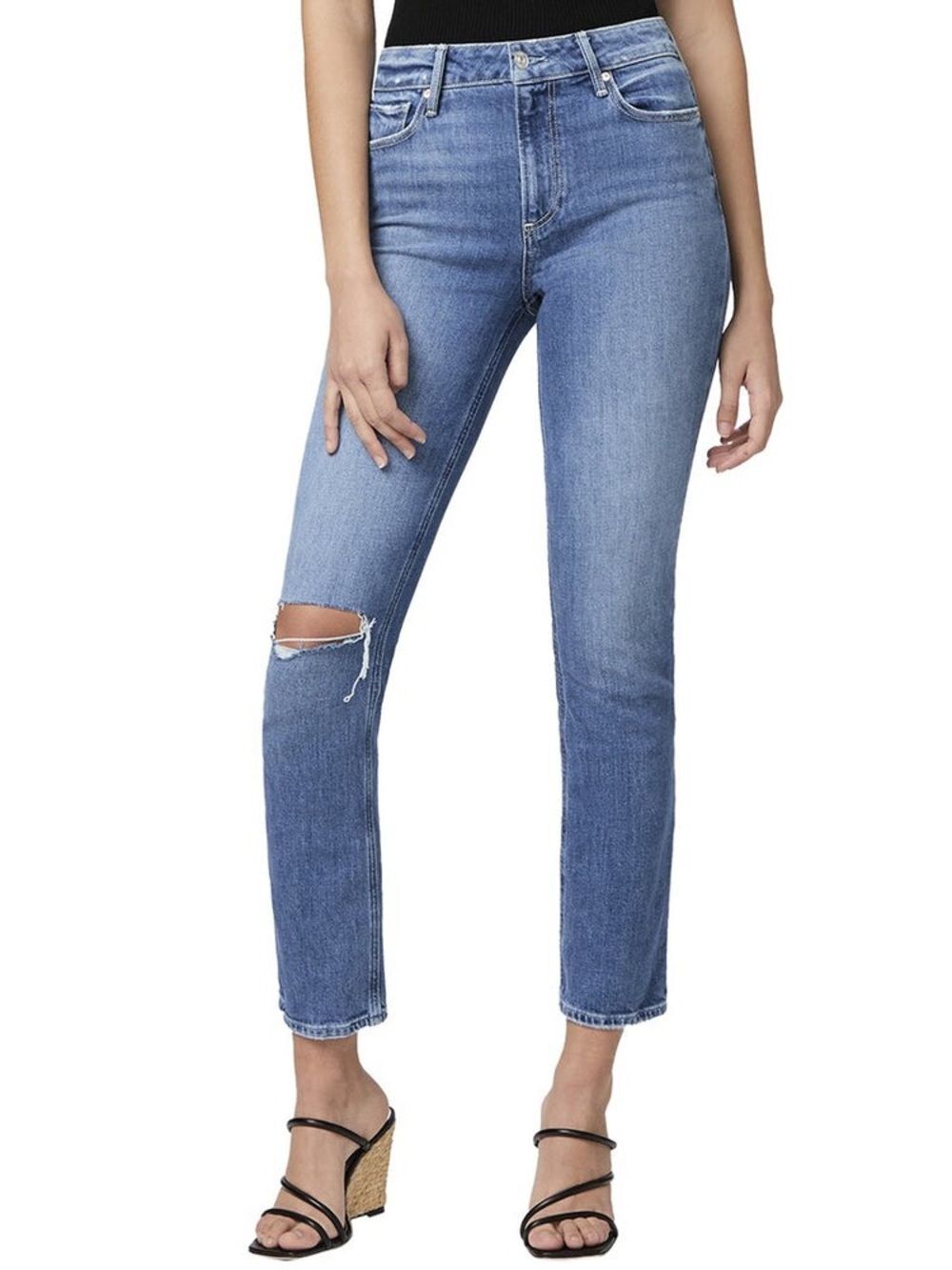 PAIGE Cindy Granada Destructed High Rise Straight Leg Ankle Jeans NWT 26